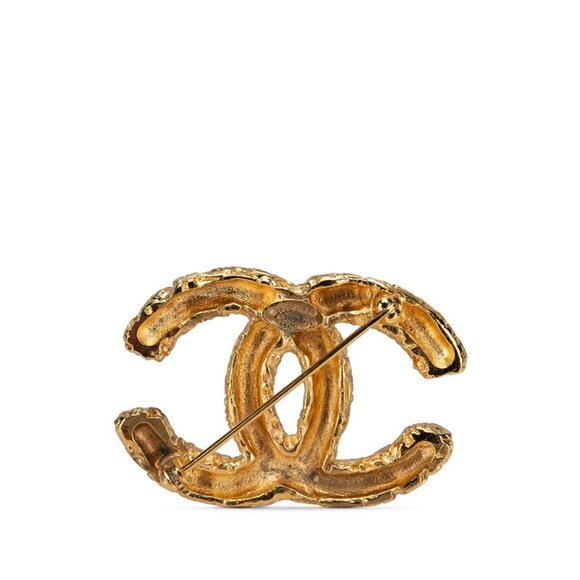 CHANEL Authentic Vintage Gold Logo Brooch